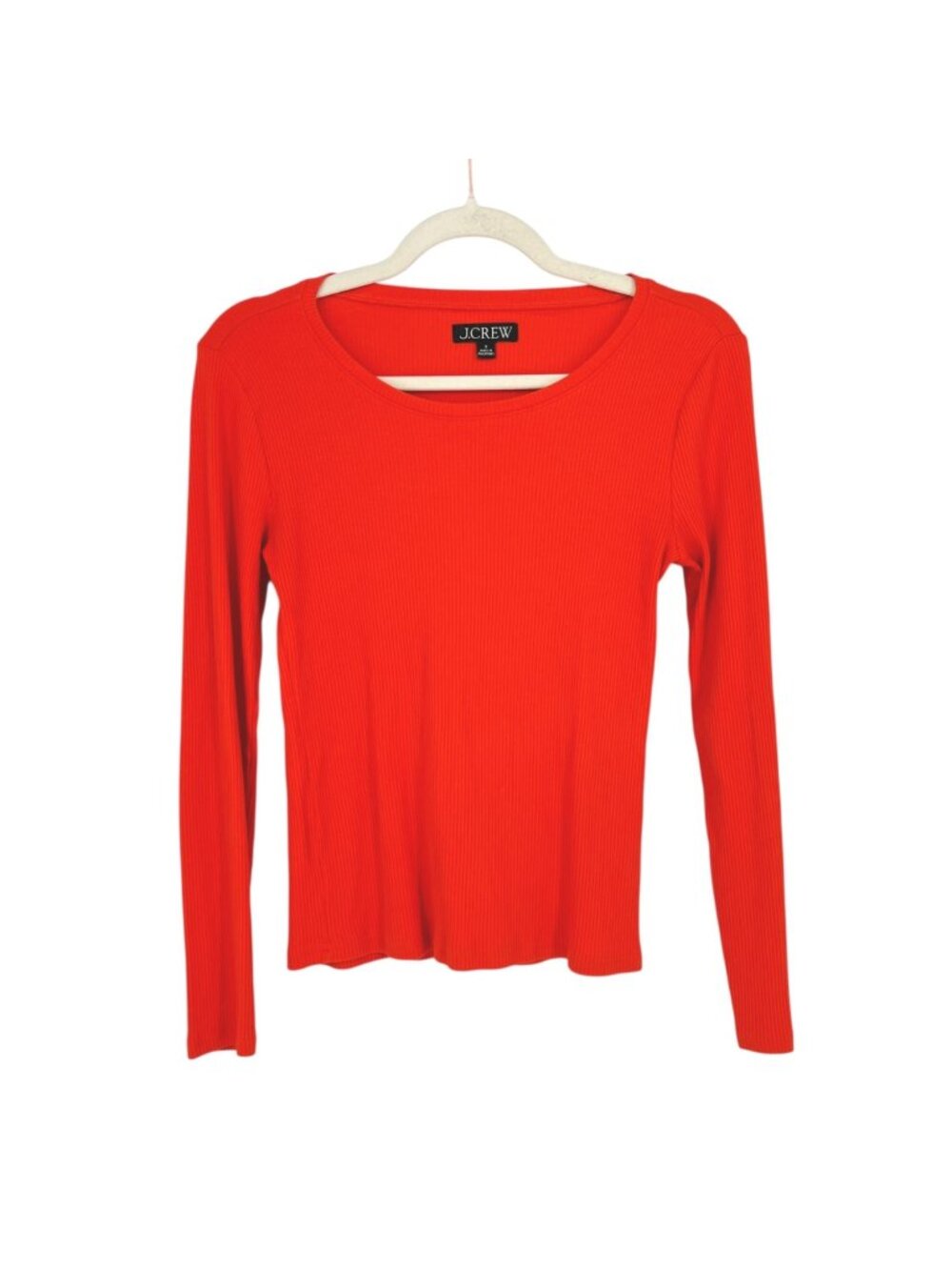 J.Crew Ribbed Long Sleeve Orange Top Size Small Casual Chic Clean Girl
